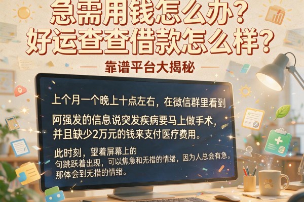 急需用钱怎么办？好运查查借款怎么样？靠谱平台大揭秘