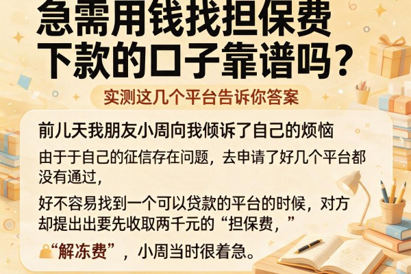 急需用钱找担保费下款的口子靠谱吗？实测这几个平台告诉你答案