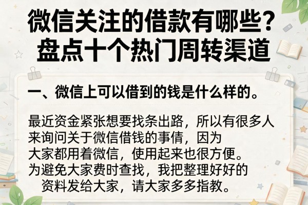 微信关注的借款有哪些？盘点十个热门周转渠道