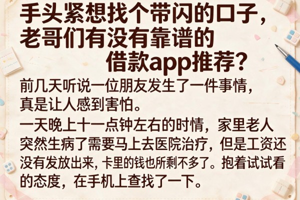 手头紧想找个带闪的口子，老哥们有没有靠谱的借款app推荐？