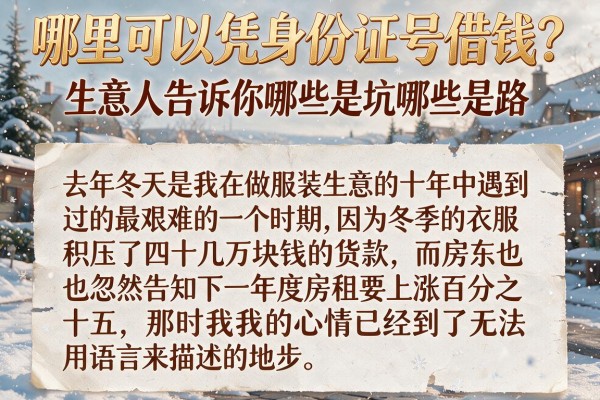 哪里可以凭身份证号借钱？生意人告诉你哪些是坑哪些是路