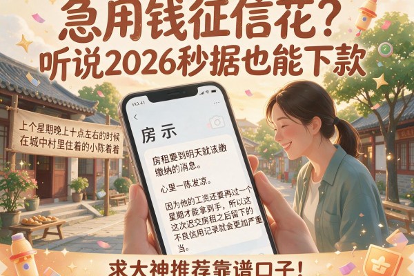 急用钱征信花？听说2026秒据也能下款，求大神推荐靠谱口子！