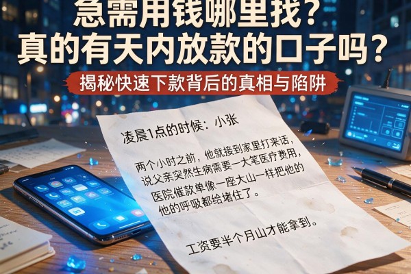 急需用钱哪里找？真的有天内放款的口子吗？揭秘快速下款背后的真相与陷阱