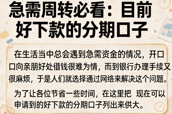 急需周转必看：目前好下款的分期口子我整理了这几个