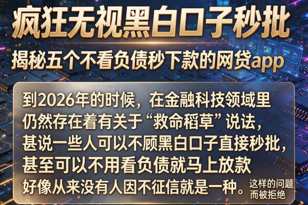 疯狂无视黑白口子秒批，揭秘五个不看负债秒下款的网贷app