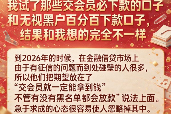 我试了那些交会员必下款的口子和无视黑户百分百下款口子，结果和我想的完全不一样