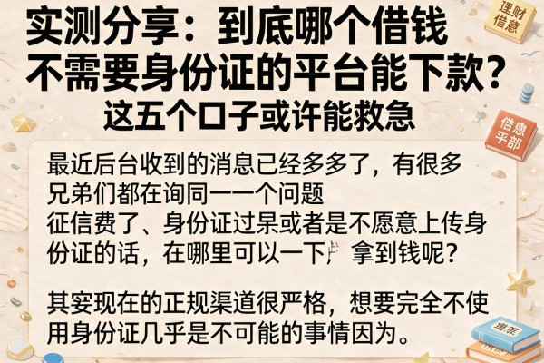 实测分享：到底哪个借钱不需要身份证的平台能下款？这五个口子或许能救急