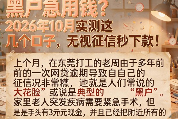 黑户急用钱？2026年10月实测这几个口子，无视征信秒下款！