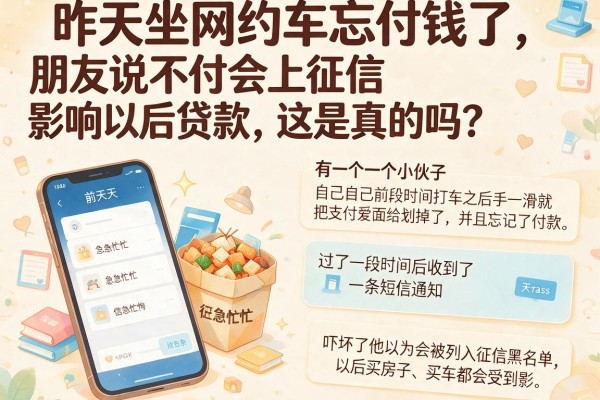 昨天坐网约车忘付钱了，朋友说不付会上征信影响以后贷款，这是真的吗？