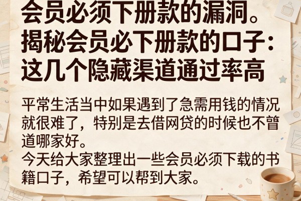 揭秘会员必下册款的口子：这几个隐藏渠道通过率高