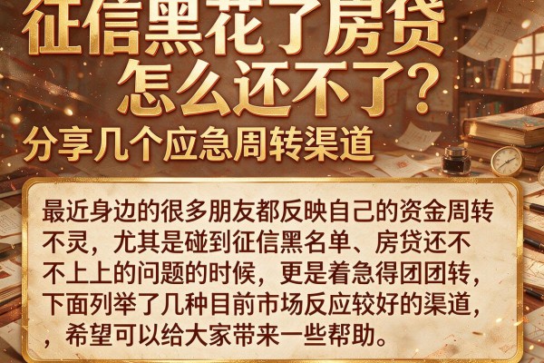 征信黑花了房贷怎么还不了？分享几个应急周转渠道