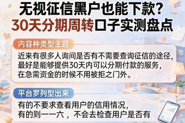 无视征信黑户也能下款？30天分期周转口子实测盘点