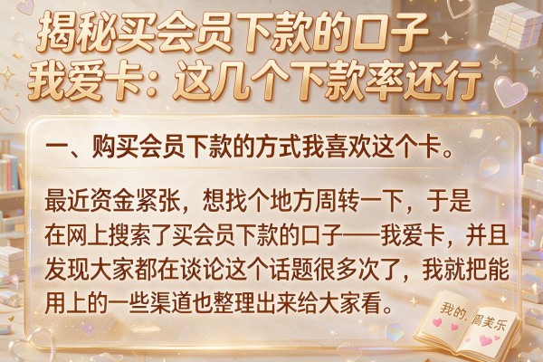 揭秘买会员下款的口子我爱卡：这几个下款率还行