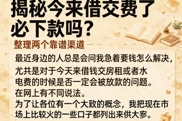 揭秘今来借交费了必下款吗？整理两个靠谱渠道