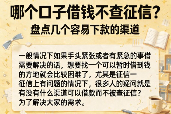 哪个口子借钱不查征信？盘点几个容易下款的渠道