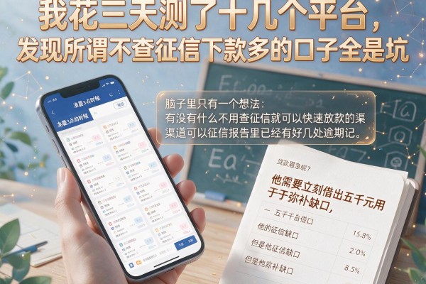 我花三天测了十几个平台，发现所谓不查征信下款多的口子全是坑