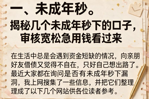 揭秘几个未成年秒下的口子，审核宽松急用钱看过来