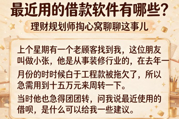 最近用的借款软件有哪些？理财规划师掏心窝聊聊这事儿