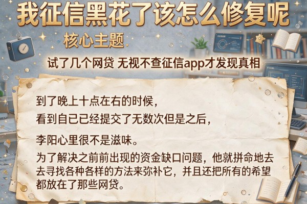 我征信黑花了该怎么修复呢，试了几个网贷无视不查征信app才发现真相