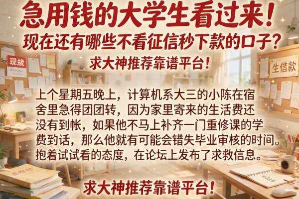 急用钱的大学生看过来！现在还有哪些不看征信秒下款的口子？求大神推荐靠谱平台！