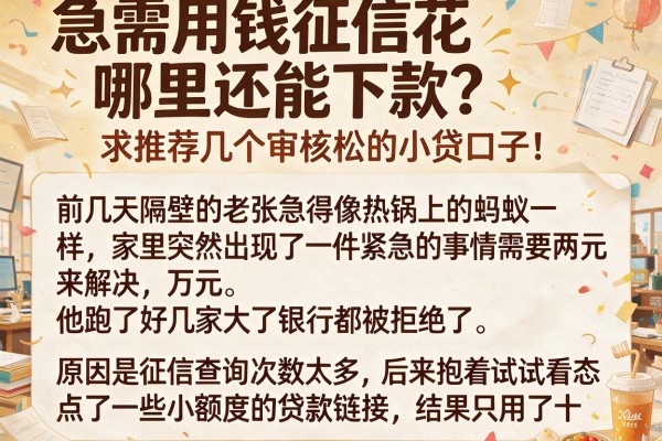 急需用钱征信花哪里还能下款？求推荐几个审核松的小贷口子！