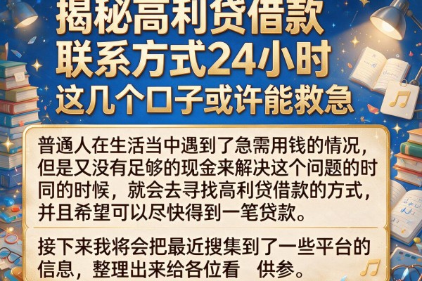 揭秘高利贷借款联系方式24小时,这几个口子或许能救急