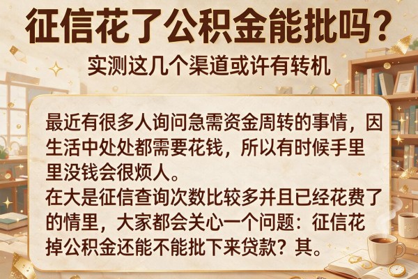 征信花了公积金能批吗?实测这几个渠道或许有转机