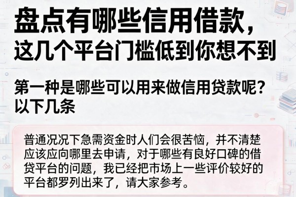盘点有哪些信用借款，这几个平台门槛低到你想不到