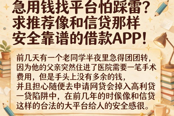 急用钱找平台怕踩雷？求推荐像和信贷那样安全靠谱的借款APP！