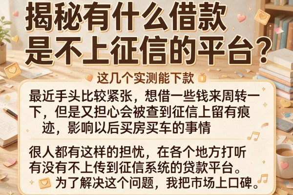 揭秘有什么借款是不上征信的平台，这几个实测能下款