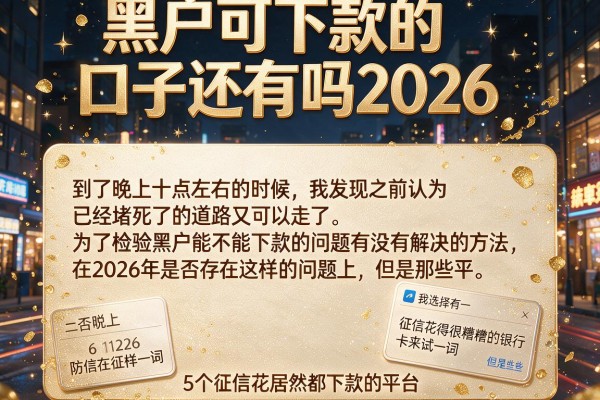 黑户可下款的口子还有吗2026，详尽说明5个征信花居然都下款的平台