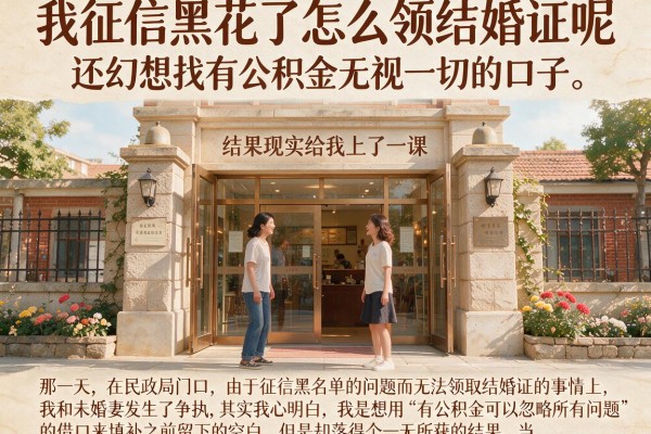 我征信黑花了怎么领结婚证呢，还幻想找有公积金无视一切的口子，结果现实给我上了一课