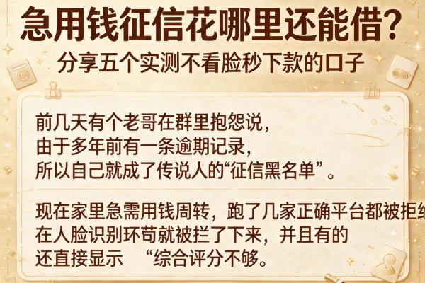 急用钱征信花哪里还能借？分享五个实测不看脸秒下款的口子