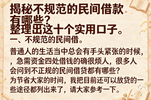 揭秘不规范的民间借款有哪些?整理出这十个实用口子