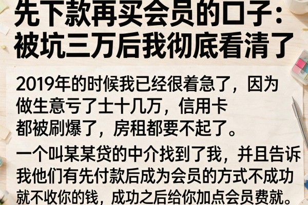 先下款再买会员的口子:被坑三万后我彻底看清了