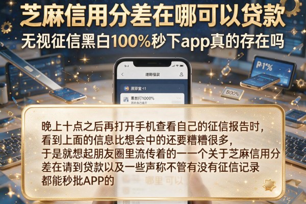 芝麻信用分差在哪可以贷款，无视征信黑白100%秒下app真的存在吗