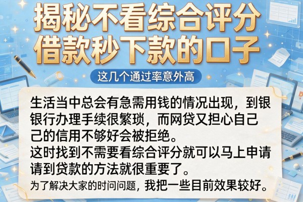 揭秘不看综合评分借款秒下款的口子，这几个通过率意外高