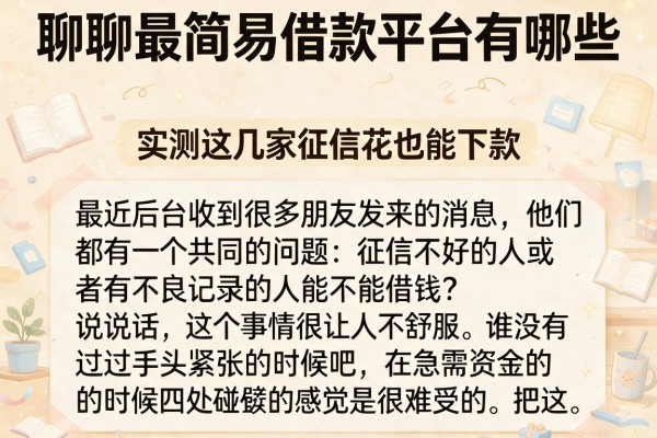 聊聊最简易借款平台有哪些，实测这几家征信花也能下款