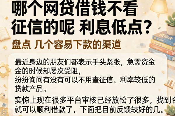 哪个网贷借钱不看征信的呢利息低点？盘点几个容易下款的渠道