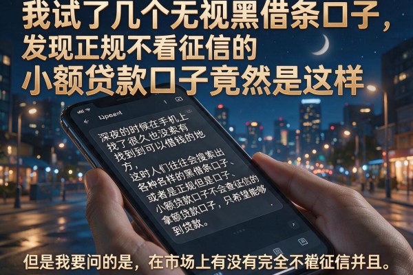 我试了几个无视黑借条口子，发现正规不看征信的小额贷款口子竟然是这样