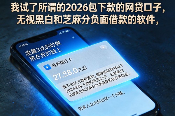 我试了所谓的2026包下款的网贷口子，无视黑白和芝麻分负面借款的软件，结果有点意外