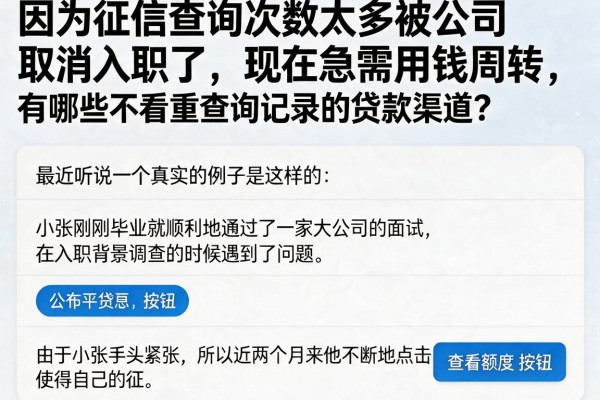 因为征信查询次数太多被公司取消入职了，现在急需用钱周转，有哪些不看重查询记录的贷款渠道？