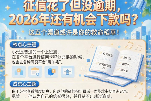 征信花了但没逾期，2026年还有机会下款吗？这五个渠道或许是你的救命稻草！