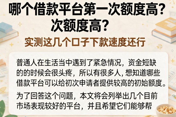 哪个借款平台第一次额度高？实测这几个口子下款速度还行