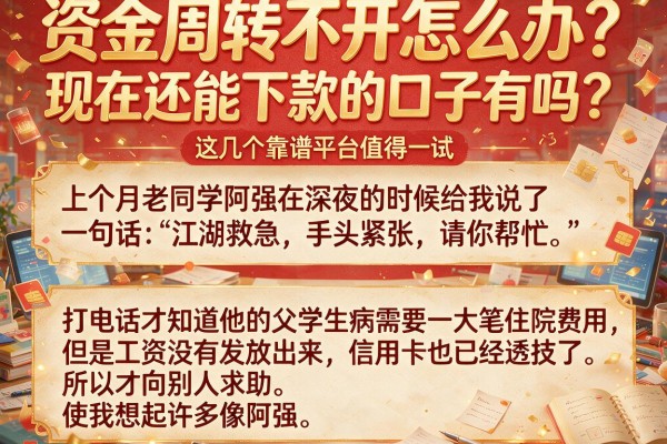 资金周转不开怎么办?现在还能下款的口子有吗?这几个靠谱平台值得一试