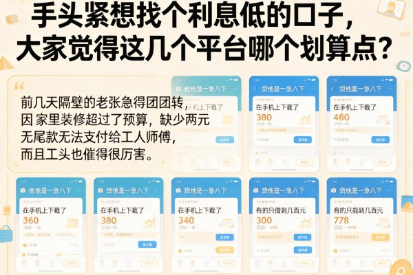 手头紧想找个利息低的口子，大家觉得这几个平台哪个划算点？