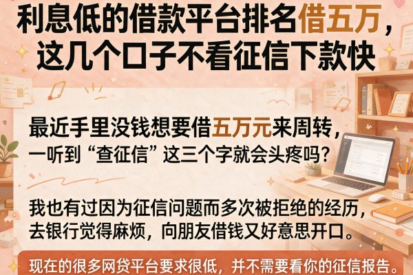 利息低的借款平台排名借五万，这几个口子不看征信下款快