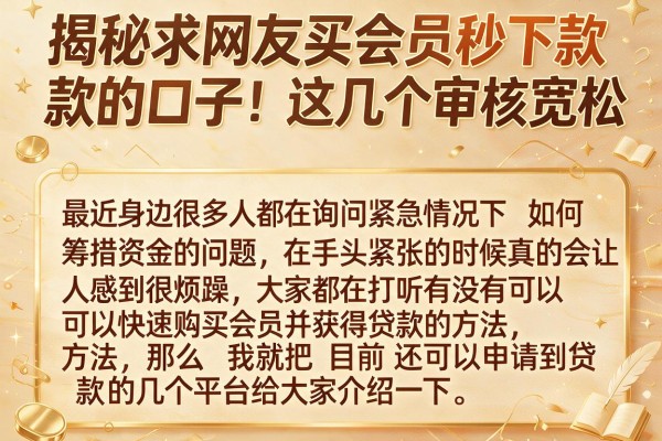 揭秘求网友买会员秒下款的口子，这几个审核宽松