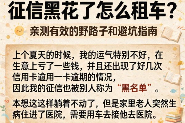 征信黑花了怎么租车？亲测有效的野路子和避坑指南