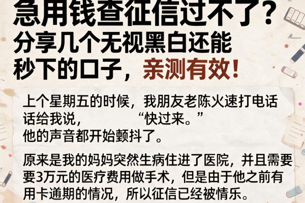 急用钱查征信过不了？分享几个无视黑白还能秒下的口子，亲测有效！
